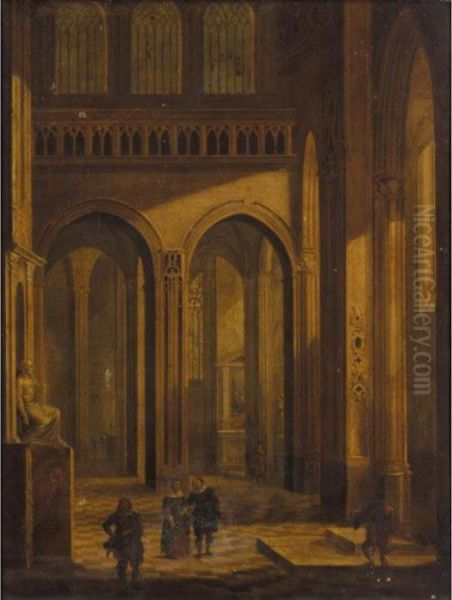 Church Interior With Elegant Figures - view 1