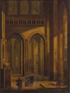 Church Interior With Elegant Figures by Johann Ludwig Ernst Morgenstern