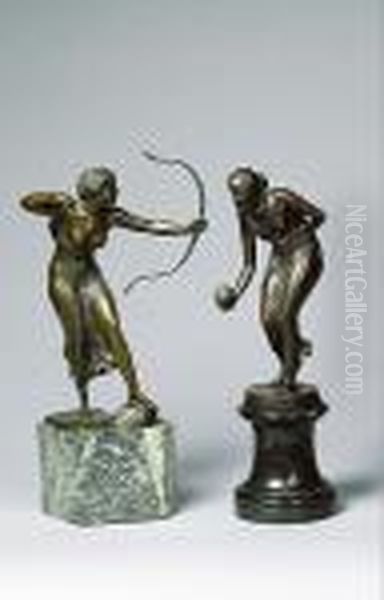 An Early 2th Century Bronze Figure Of A Female Archer - view 1