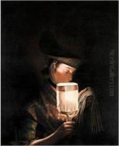 A Girl Singing Ballads By A Paper Lantern by Henry Robert Morland