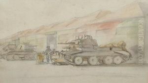 Ara Rws Re -- "crusader Tanks At Bovington Camp, 1942" by Harry Morley