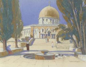 Dome Of The Rock; Figures In A Street; Village Settlement; Andshepherd On A Hill
