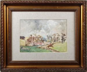 Landscape With Figures Seated Beneath Atree by Thomas William Morley