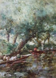 Punts On A Quiet Backwater by Thomas William Morley