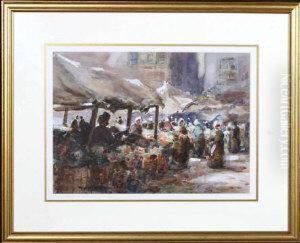 Market Day At Rouen by Thomas William Morley