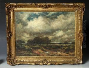 Landscape With A Figure Driving A Horse And Cart by Thomas William Morley