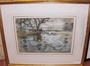 Landscape With Pond by Thomas William Morley