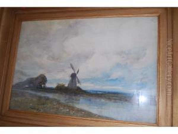 River Scene With A Windmill - view 1