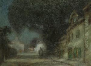 Moonlit Village. by Thomas William Morley