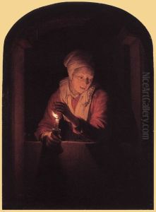 Old Woman With A Candle by Gerrit Dou