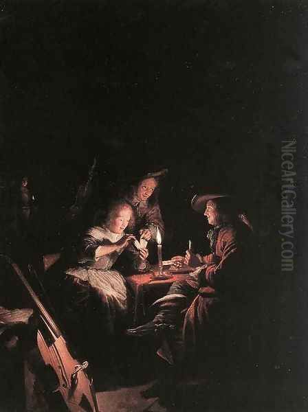 Cardplayers At Candlelight - view 1