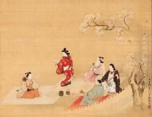 Party Under The Cherry Trees by Hishikawa Moronobu