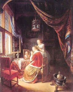 The Lady At Her Dressing Table by Gerrit Dou