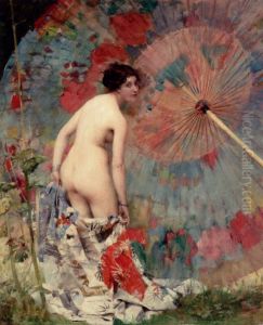 Nude With A Japanese Umbrella by Aime Morot