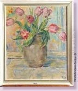 Vase De Tulipes by Georges Morren
