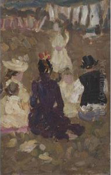 Seated Family In A Park - view 1