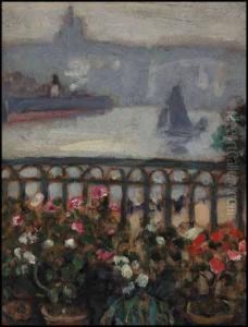 Harbour From The Balcony With Flowers