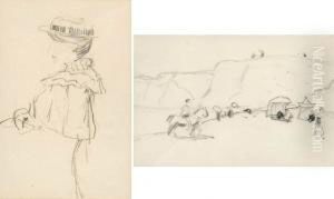 Beach In Brittany; Jeune Femme Assisse