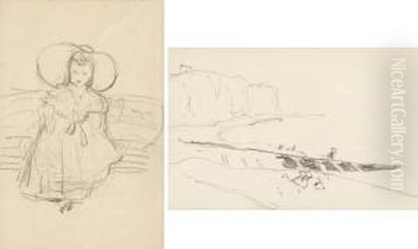 Jeune Fille Assisse; Beach In Brittany - view 1