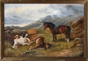 A Highland Sporting Scene With A Pony by Charles Morris