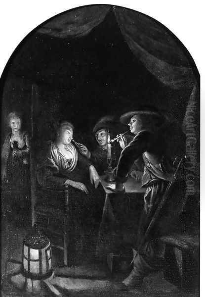 Cavaliers Teasing A Woman Asleep By A Table, In An Inn - view 1