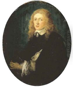 Portrait of Dirck van Beresteyn (1627-1653), three-quarter-length, in a velvet-lined black mantle and yellow gloves, holding a black hat by Gerrit Dou