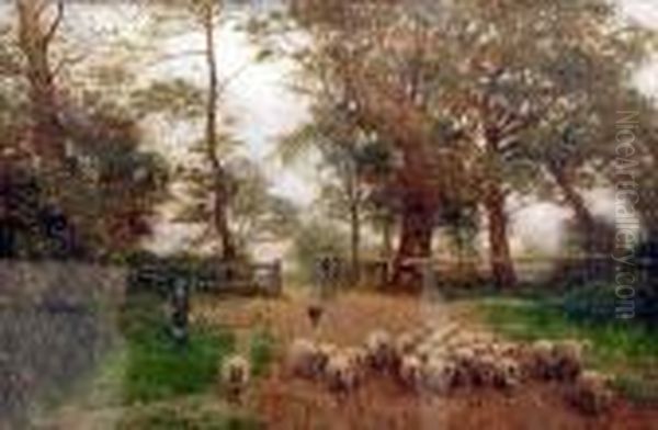 Rural Scene With Ashepherd And A Flock - view 1