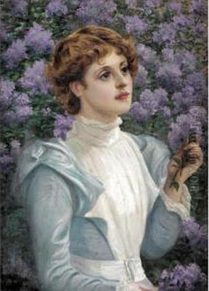 Lady Beside A Lilac Bush - view 1
