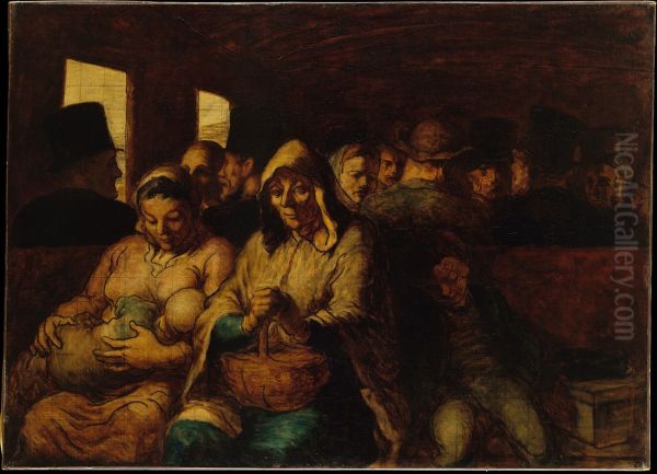 The Third-class Carriage 1860-63 by Honore Daumier
