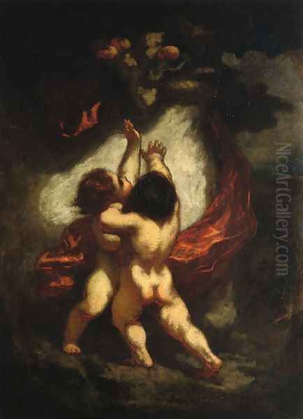 Two Cupids with Red Drapery - view 1