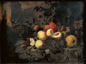 Nature Morte De Fruits Et Fleurs Sur Un Entablement