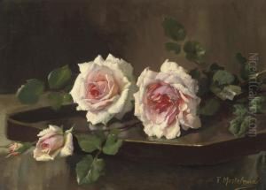 Two Pink Prince-de-bulgarie Roses by Frans Mortelmans