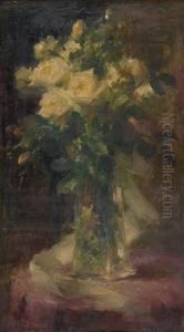 Vase Fleuri De Rosesblanches by Frans Mortelmans