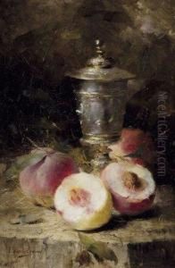 Coupe Et Peches Sur Une Table by Frans Mortelmans