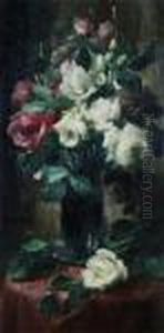 Still Life With White And Red Roses by Frans Mortelmans