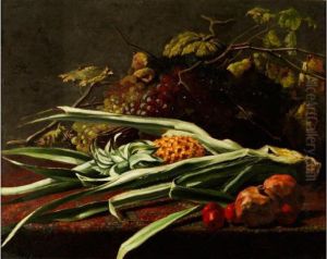 Fruchtestilleben Mit Ananas, Trauben, Apfeln Und Grantapfeln