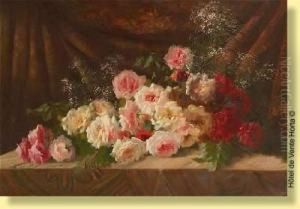 Jetee De Roses Sur Fond De Tapisserie by Frans Mortelmans