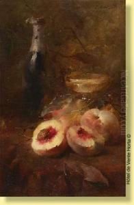 Nature Morte Aux Peches Et Au Champagne