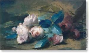 Still Life With White Roses by Frans Mortelmans