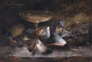 Stilleven Met Mosselen En Champagne by Frans Mortelmans