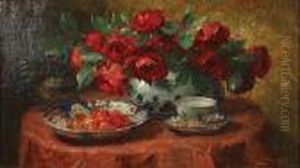 Stilleven Met Bloemen En Kersen.