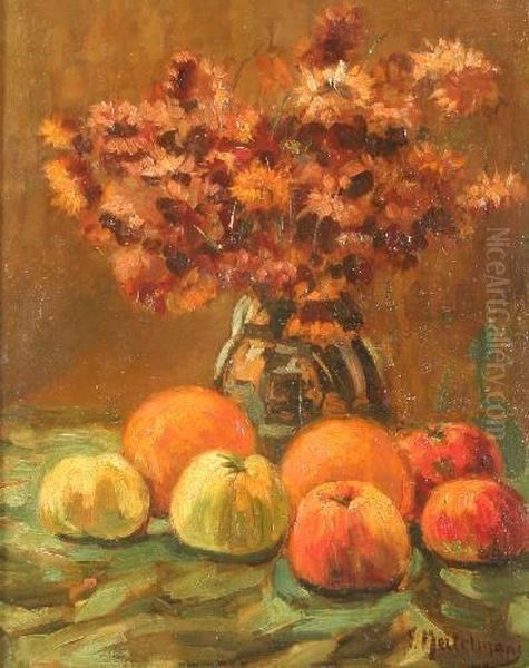 Stilleben Mit Apfeln Und Blumenvase - view 1