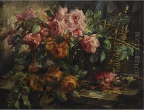 Stil Life With Roses In A Basket - view 1