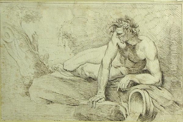 A Nude Youth By A Stream - view 1
