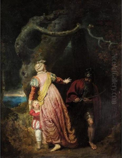 A Mother And Child Surprised By A Bandit In A Wood - view 1