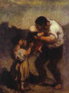 The Kiss by Honore Daumier