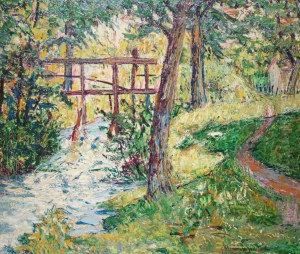 View Of Woodland Path By A River by Francis Morton Johnson