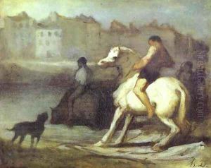 The Horses Drink by Honore Daumier