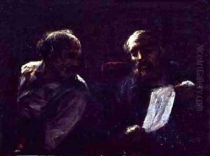 A Chat in the Studio by Honore Daumier