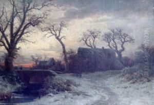 Cottages Con Paisaje Nevado by Adolf Mosengel